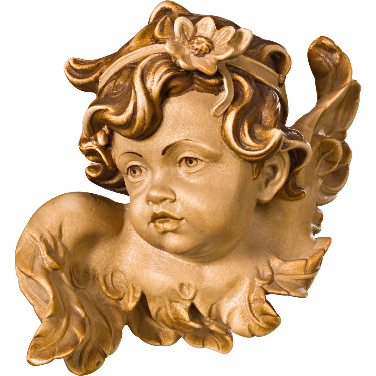 Cabeza de querubín con margarita